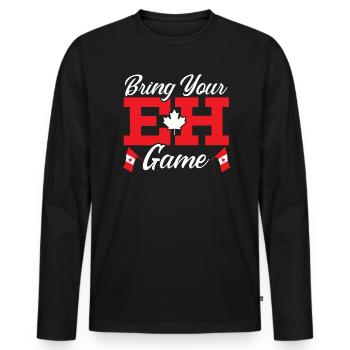 Happy Canada Day Canadian Canada Flag Maple Leaf - Men's Premium Organic Long Sleeve Shirt - black - Front - Nico (187cm)