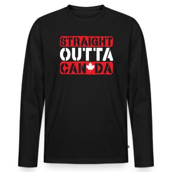 Happy Canada Day Canadian Canada Flag Maple Leaf - Men's Premium Organic Long Sleeve Shirt - black - Front - Nico (187cm)