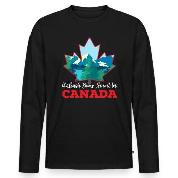 Happy Canada Day Canadian Canada Flag Maple Leaf - Men's Premium Organic Long Sleeve Shirt - black - Front - Nico (187cm)