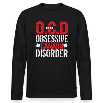 Happy Canada Day Canadian Canada Flag Maple Leaf - Men's Premium Organic Long Sleeve Shirt - black - Front - Nico (187cm)