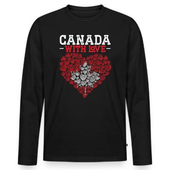 Happy Canada Day Canadian Canada Flag Maple Leaf - Men's Premium Organic Long Sleeve Shirt - black - Front - Nico (187cm)