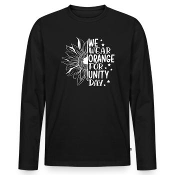 Wir tragen Orange für den Tag der Einheit Freundlichkeit Orange Tag - Männer Premium Bio Langarmshirt - Schwarz - Vorne - Nico (187cm)