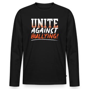 Vereint gegen Mobbing Anti-Mobbing Orange Day - Männer Premium Bio Langarmshirt - Schwarz - Vorne - Nico (187cm)
