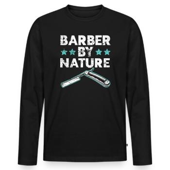Barber By Nature Haarschnitt Barbershop Friseur - Männer Premium Bio Langarmshirt - Schwarz - Vorne - Nico (187cm)