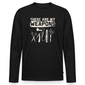 Stylist Haircut Barbershop Hairstylist Barber - Men's Premium Organic Long Sleeve Shirt - black - Front - Nico (187cm)