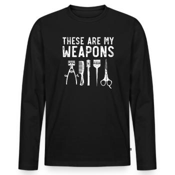 Stylist Haircut Barbershop Hairstylist Barber - Men's Premium Organic Long Sleeve Shirt - black - Front - Nico (187cm)