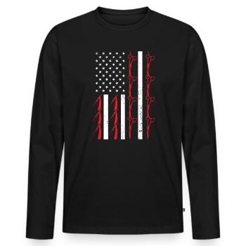USA Flag Haircut Barbershop Barber 4th Of July - Men's Premium Organic Long Sleeve Shirt - black - Front - Nico (187cm)