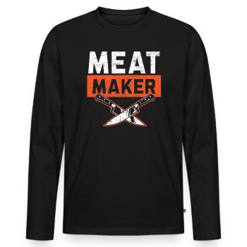 Boucher Dictons Boucherie Profession Boucherie Profession Boucherie Boucherie Boucherie Boucherie Profession Boucherie Boucherie - T-shirt manches longues Premium bio Homme - noir - Devant - Nico (187cm)