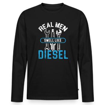 Les vrais hommes sentent comme un mécanicien diesel mécanicien automobile - T-shirt manches longues Premium bio Homme - noir - Devant - Nico (187cm)