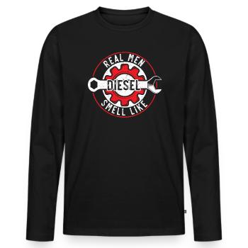 Les vrais hommes sentent comme un mécanicien diesel mécanicien automobile - T-shirt manches longues Premium bio Homme - noir - Devant - Nico (187cm)