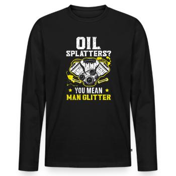 Oil Splatters You Mean Man Glitter Mechanic - Men's Premium Organic Long Sleeve Shirt - black - Front - Nico (187cm)