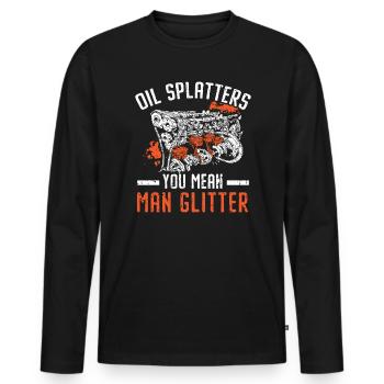 Oil Splatters You Mean Man Glitter Mechanic - Men's Premium Organic Long Sleeve Shirt - black - Front - Nico (187cm)