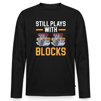 Joue toujours avec le mécanicien diesel du moteur de blocs - T-shirt manches longues Premium bio Homme - noir - Devant - Nico (187cm)