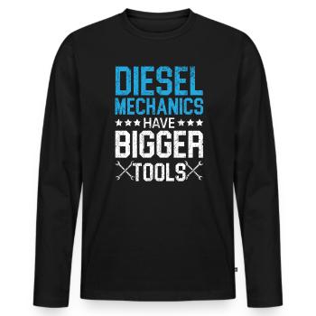 Dieselmechaniker haben größere Werkzeuge Automechaniker - Männer Premium Bio Langarmshirt - Schwarz - Vorne - Nico (187cm)
