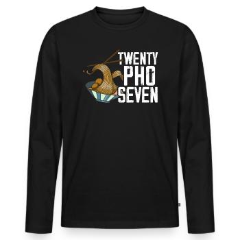 Vingt nouilles vietnamiennes Pho Seven Cuisine asiatique - T-shirt manches longues Premium bio Homme - noir - Devant - Nico (187cm)