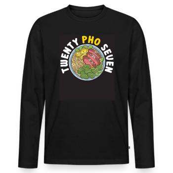 Vingt nouilles vietnamiennes Pho Seven Cuisine asiatique - T-shirt manches longues Premium bio Homme - noir - Devant - Nico (187cm)