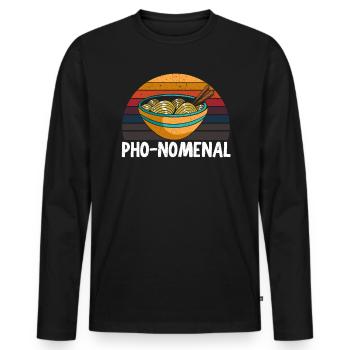 Pho Lover Chopsticks Nouilles vietnamiennes Cuisine asiatique - T-shirt manches longues Premium bio Homme - noir - Devant - Nico (187cm)