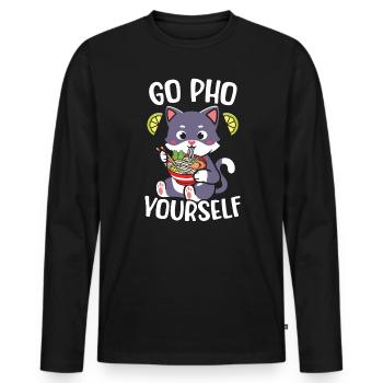 Pho Lover Chopsticks Nouilles vietnamiennes Cuisine asiatique - T-shirt manches longues Premium bio Homme - noir - Devant - Nico (187cm)