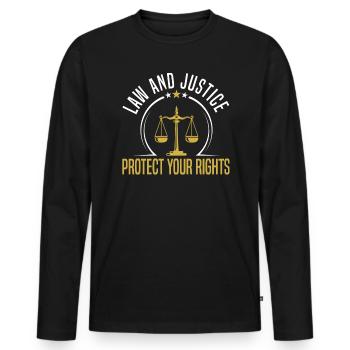 Droit et justice Protégez vos droits Avocat - T-shirt manches longues Premium bio Homme - noir - Devant - Nico (187cm)
