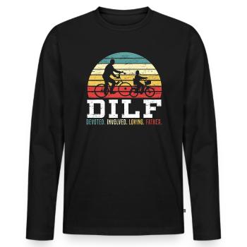 Fathers Day Dad Devoted Involved Loving Father - Men's Premium Organic Long Sleeve Shirt - black - Front - Nico (187cm)