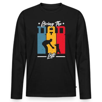 Fathers Day Papa Best Dad Ever Fatherhood Daddy - Men's Premium Organic Long Sleeve Shirt - black - Front - Nico (187cm)