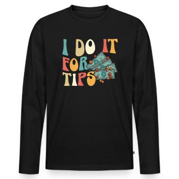 Serveur Serveuse Barman Mixologue Barman Bartending - T-shirt manches longues Premium bio Homme - noir - Devant - Nico (187cm)