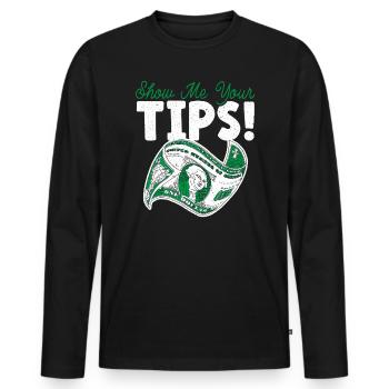 Zeig mir deine Tipps Kellner Kellnerin Barkeeper - Männer Premium Bio Langarmshirt - Schwarz - Vorne - Nico (187cm)