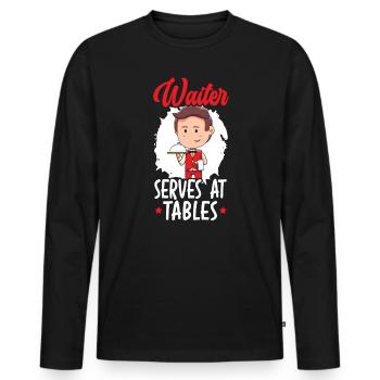 Serveur Serveuse Barman Mixologue Barman Bartending - T-shirt manches longues Premium bio Homme - noir - Devant - Nico (187cm)