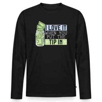 Kellner Kellnerin Barkeeper Barkeeper Barkeeper Barkeeper - Männer Premium Bio Langarmshirt - Schwarz - Vorne - Nico (187cm)