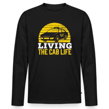Living The Cab Life Taxi Taxicab Chauffeur de taxi Cabbie - T-shirt manches longues Premium bio Homme - noir - Devant - Nico (187cm)