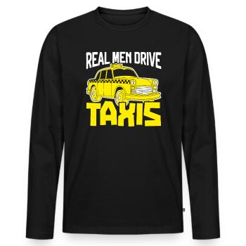 Les vrais hommes conduisent des taxis Chauffeur de taxi Chauffeur de taxi - T-shirt manches longues Premium bio Homme - noir - Devant - Nico (187cm)