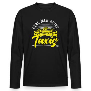 Les vrais hommes conduisent des taxis Chauffeur de taxi Chauffeur de taxi - T-shirt manches longues Premium bio Homme - noir - Devant - Nico (187cm)