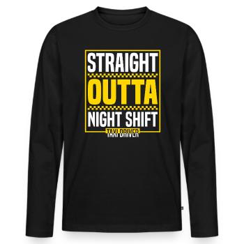 Straight Outta Night Shift Chauffeur de taxi Chauffeur de taxi - T-shirt manches longues Premium bio Homme - noir - Devant - Nico (187cm)