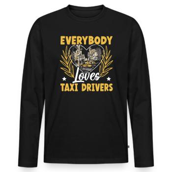 Tout le monde aime les chauffeurs de taxi Chauffeur de taxi - T-shirt manches longues Premium bio Homme - noir - Devant - Nico (187cm)