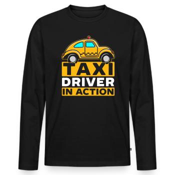 Chauffeur de taxi en action Chauffeur de taxi Chauffeur de taxi Cabbie - T-shirt manches longues Premium bio Homme - noir - Devant - Nico (187cm)