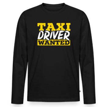 Chauffeur de taxi recherché Chauffeur de taxi Cabbie - T-shirt manches longues Premium bio Homme - noir - Devant - Nico (187cm)