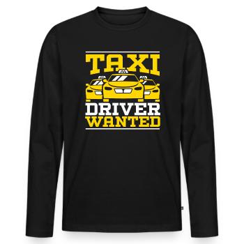 Chauffeur de taxi recherché Chauffeur de taxi Cabbie - T-shirt manches longues Premium bio Homme - noir - Devant - Nico (187cm)