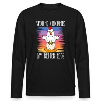 Éleveur de poulet Chuchoteur de poulet Animal de ferme - T-shirt manches longues Premium bio Homme - noir - Devant - Nico (187cm)