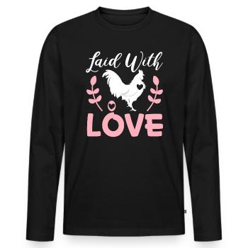 Éleveur de poulet Chuchoteur de poulet Animal de ferme - T-shirt manches longues Premium bio Homme - noir - Devant - Nico (187cm)
