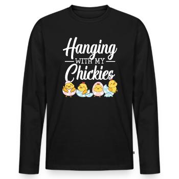 Éleveur de poulet Chuchoteur de poulet Animal de ferme - T-shirt manches longues Premium bio Homme - noir - Devant - Nico (187cm)