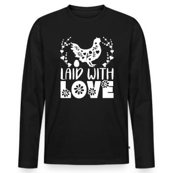 Éleveur de poulet Chuchoteur de poulet Animal de ferme - T-shirt manches longues Premium bio Homme - noir - Devant - Nico (187cm)