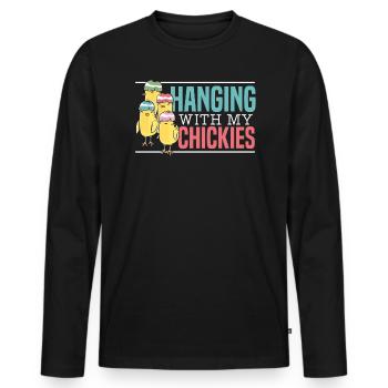 Éleveur de poulet Chuchoteur de poulet Animal de ferme - T-shirt manches longues Premium bio Homme - noir - Devant - Nico (187cm)