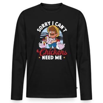 Éleveur de poulet Chuchoteur de poulet Animal de ferme - T-shirt manches longues Premium bio Homme - noir - Devant - Nico (187cm)