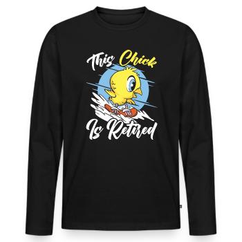 This Chick Is Retired Chicken Farmer Poultry - Men's Premium Organic Long Sleeve Shirt - black - Front - Nico (187cm)