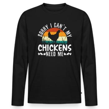 Éleveur de poulet Chuchoteur de poulet Animal de ferme - T-shirt manches longues Premium bio Homme - noir - Devant - Nico (187cm)