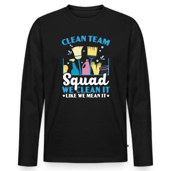 Housekeeping Housekeeper Cleaner Job Cleaning Crew - Men's Premium Organic Long Sleeve Shirt - black - Front - Nico (187cm)