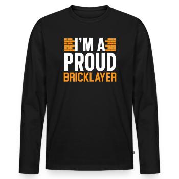 Briques Briques Ouvrier de la construction Briqueteur-maçon - T-shirt manches longues Premium bio Homme - noir - Devant - Nico (187cm)