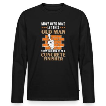 Briques Briques Ouvrier de la construction Briqueteur-maçon - T-shirt manches longues Premium bio Homme - noir - Devant - Nico (187cm)