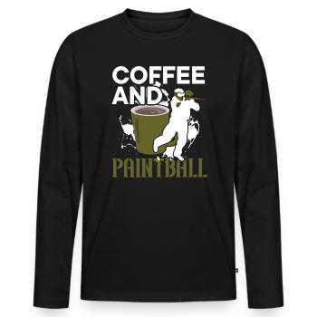 Coffee Drinker Paintball Player Paintballer - Men's Premium Organic Long Sleeve Shirt - black - Front - Nico (187cm)