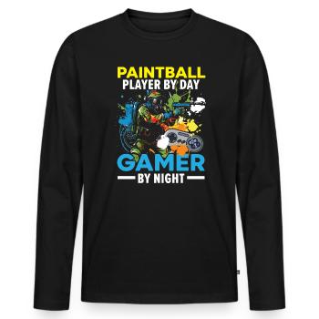 Video Game Lover Paintball Player Paintballer - Men's Premium Organic Long Sleeve Shirt - black - Front - Nico (187cm)